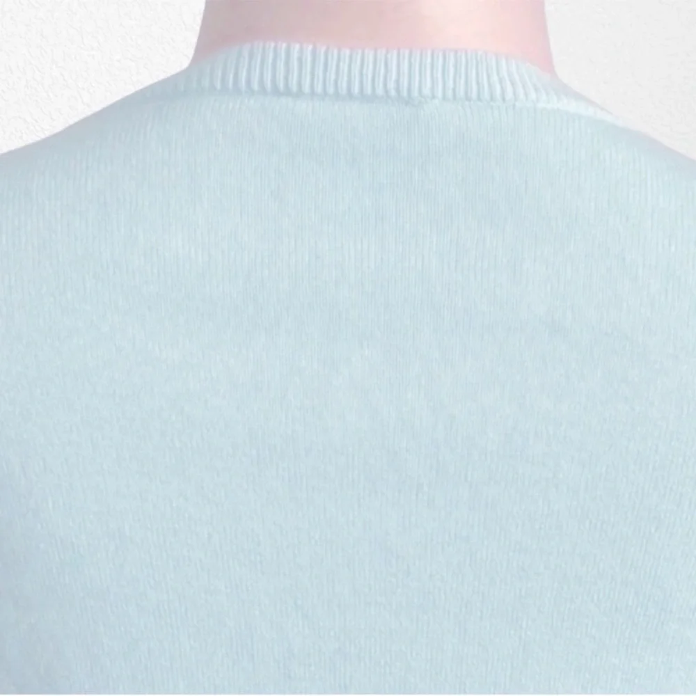 Two Bees Cashmere Allover Pineapple Print Pullover Sweater Aqua SZ M - Picture 9 of 10